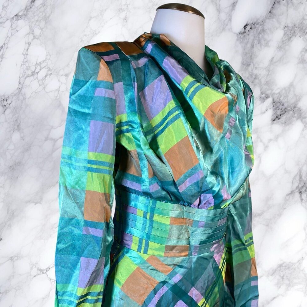 GRLFRND Leona Mini Dress - Teal Plaid - Picture 3 of 12